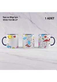 Resim Anaokulu Öğretmeni Öğretmenler Günü İçin Kişiye Özel İsim Baskılı Kupa Bardak Öğretmene Hediyelik Lacivert 