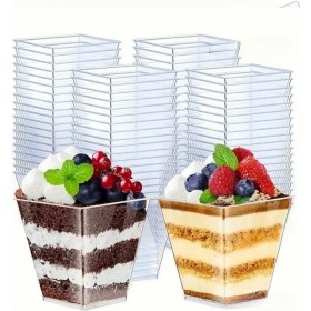 Resim Hype Store Beysüs Kübik Prizma Kase Mika Plastik Şeffaf Kapaklı Sunum Kabı 24 Lü 240 cc 