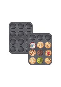 Resim 2'li Set Muffin Kalıbı 12li Fırın Mini Kek Browni Kekstra Kalıbı Cupcake Ülü Çok Renkli 