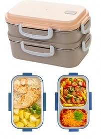 Resim Olomo AURA Çift Katmanlı Öğle Yemeği Kutusu Sızdırmaz, Paslanmaz Çelik Beslenme Kabı 