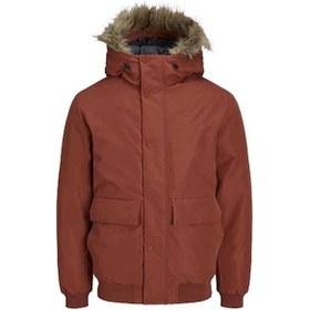 Resim Jack & Jones Erkek Jjchamp Kapüşonlu Mont 12236822 Tarçın Kiremit 