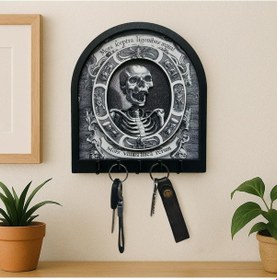 Resim Cajuart Memento Mori Gotik İskelet Temalı Boyutlu Anahtar Askılık Duvar Dekor Gri 