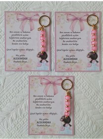 Resim 72 Adet Kız Bebek Model Özel Tasarım Pembe Anahtarlık Hastane Yeni Doğan 40 Mevlidi Hediyelik 