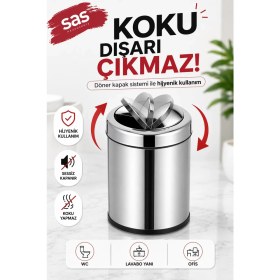 Resim PremiumPort 5 Litre Paslanmaz Çelik Banyo ve Wc Çöp Kovası, Şık ve Dayanıklı 