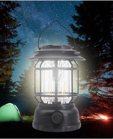 Resim Usb Şarjlı Led Kamp Lambası - Bluetooth Müzik Çalar, El Feneri Ve Cep Telefonu Şarj Cihazı Çok Renkli 