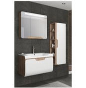 Resim Tales 80 Cm Banyo Dolabı -Dorado/Beyaz(Boy Dolap Dahil ) 