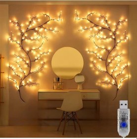 Resim Shopytech Dal Şeklinde Led Duvar Işığı 1.85m 96 Led Sıcak Beyaz Usb Uzaktan Kumandalı Zamanlayıcılı Çok Renkli 