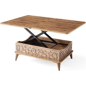 Resim Akıllı Laptop Sehpa Yemek Masası Orta Sehpa Ceviz-Ekru (325038379) 