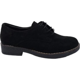 Resim Zerhan 2401 Kadın Siyah Bağcıklı Oxford Süet Ayakkabı 