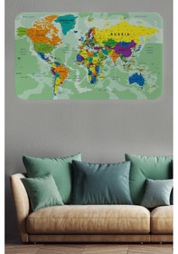 Resim Eğitici Ülke Ve Başkent Okyanus Detaylı Atlası Dünya Haritası Duvar Sticker -60x105-3835 - Renkli Çok Renkli 