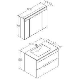 Resim Orka Varna 100 Cm Mdf Mat Antrasit Banyo Dolabı Takımı Çok Renkli 