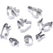 Resim Geeksen Noel 3d Gibi Canlı Kurabiye Ve Tart Kek Kalıbı Seti - 8 Parça Paslanmaz Çelik Hamur Kıyma Aleti Çok Renkli 