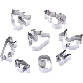 Resim Geeksen Noel 3d Gibi Canlı Kurabiye Ve Tart Kek Kalıbı Seti - 8 Parça Paslanmaz Çelik Hamur Kıyma Aleti Çok Renkli 