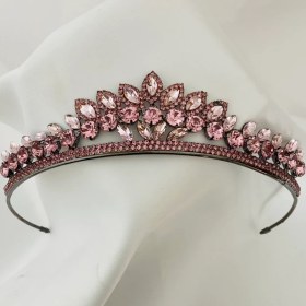 Resim Lüks Düğün Aksesuarları Megan Pembe Nişan / Kına / Gelin Tacı 