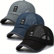 Resim 3 Adet Unisex Hızlı Kuruyan Nefes Alabilen Mesh Beyzbol Şapkası - Ayarlanabilir Snapback, Esnek Uyumlu Geniş Kenarlı Yazlık Güneş Şapkaları, Siyah & Gri Dokulu Tasarım, Outdoor Spor ve Gündelik Kullanım, Snapback Stili, Rahat Kalıp, Yürüyüş Aksesuarları, Dayanıklı Yapım, Moda Odaklı Kullanıcılar İçin 