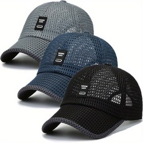 Resim 3 Adet Unisex Hızlı Kuruyan Nefes Alabilen Mesh Beyzbol Şapkası - Ayarlanabilir Snapback, Esnek Uyumlu Geniş Kenarlı Yazlık Güneş Şapkaları, Siyah & Gri Dokulu Tasarım, Outdoor Spor ve Gündelik Kullanım, Snapback Stili, Rahat Kalıp, Yürüyüş Aksesuarları, Dayanıklı Yapım, Moda Odaklı Kullanıcılar İçin 