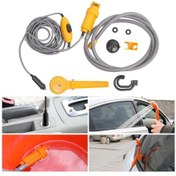 Resim Turuncu Arabalar Bebek 12 V Elektrikli Su Pompası Araba Oto Yıkama Kamp Yürüyüş Seyahat Açık Duş Seti 