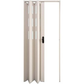 Resim Faran Dekorasyon 115 x 230 Beyaz Renk Camlı Pvc Akordiyon Katlanır Kapı - FRNAKMODEL-143 