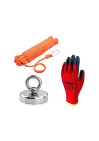 Resim Ø70 Mm Neodyum Deniz Mıknatısı 100 Kg Çekim Gücü 25metre Halat Ve Karabina Dahil Set 