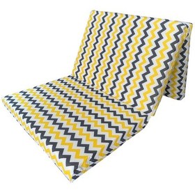 Resim Katlanır Yer Yatağı 8 Cm Kalın Sünger Yatak 80x180x8 Cm-sarı Gri Zikzak 