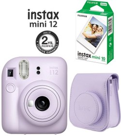 Resim Fujifilm Instax Mini 12 Mor Fotoğraf Makinesi 10'lu Film ve Çantalı Seti 98 