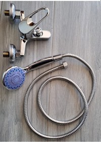 Resim Sıcak Soğuk Mix Banyo Çeşme Hortum Ve Başlık Banyo Duş Bataryası Krom 