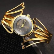 Resim Hanyang Altın 2020 Moda Kanatları Tasarım Bilezik Izle Tam Çelik Kuvars Izle Kadın Manşet Bileklik Saatler Femme Relojes Mujer Relogio Feminino (Yurt Dışından) 