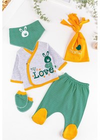 Resim Babymod Tavşan Figürlü 5 Parça Bebek Hastane Çıkışı Bebek Takımı 