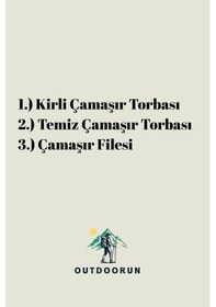 Resim Outdoorun Kirli Çamaşır Torbası Temiz Çamaşır Torbası Ve Çamaşır Filesi Seti Siyah 