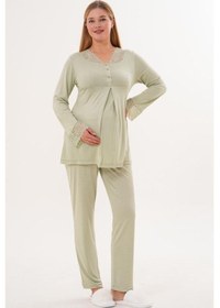 Resim Mecit Pijama Mecit 5808 Kadın Hamile Lohusa Pijama Takımı Yeşil 