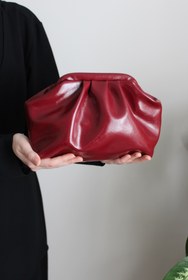 Resim Mimoza Kadın Bordo Rugan Suni Deri Uzun Askılı Clutch Günlük Ve Abiye Çanta 
