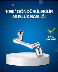 Resim Dönen Musluk Başlığı 1080 Derece Ayarlanabilir Filtreli Sprey Uç Çok Renkli 