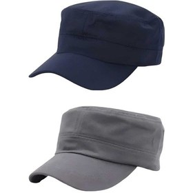 Resim Uniquetrenders Unisex Pamuklu Castro Şapka 2 Adet Lacivert Gri Gri - Lacivert 