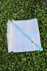 Resim Hediyelik Pamuklu Seccade Seti S1004 Siyah Mavi 