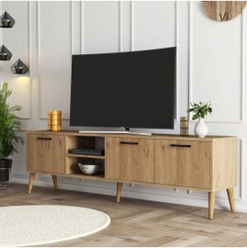 Resim Mezza 1587 Exxen 180 Cm (AHŞAP AYAKLI) Tv Ünitesi Sepet Rengi 