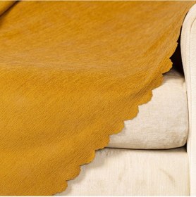 Resim Hardal Dokuma Kadife Şönil Düz Kumaş Çift Taraflı Koltuk Şalı Ört 