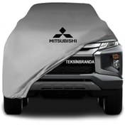 Resim ULTRASHOP Mitsubishi L200 5 (2019 - ) Gri Kumaş Araba Branda Logolu Kumaş Araba Brandası Penye Oto Branda 