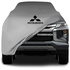 Resim ULTRASHOP Mitsubishi L200 5 (2019 - ) Gri Kumaş Araba Branda Logolu Kumaş Araba Brandası Penye Oto Branda 