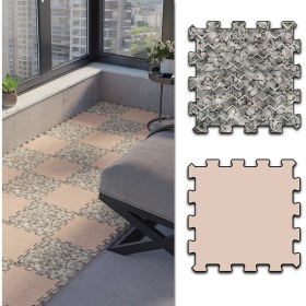 Resim Dijital Baskılı Kahve ve Antrasit Renk ile Modernize Edilmiş Balkon Halısı Yolluk Yapboz Puzzle Japon Halı 