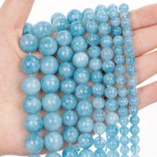 Resim EXULIN Parlak Şeytan Akvamarin Doğal Taş Boncuklar - 6mm, 8mm, 10mm, 12mm Yuvarlak Pürüzsüz Takı Yapımı için Boncuklar - Canlı Mavi-Yeşil Renkli, Dayanıklı ve Çok Yönlü El İşi Malzemeleri 