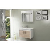 Resim Ece Banyo Ece Gama 80 cm Banyo Dolabı Seti Sonoma Meşe Beyaz 