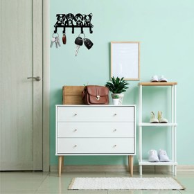 Resim Sevimli Köpekler Metal Anahtar Askılığı - 20x11 cm / Siyah 