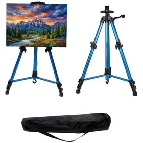 Resim Katlanabilir Alüminyum Tripod Şövale - Kollu Yükseklik Ayarlı, Su Terazili, Mavi 