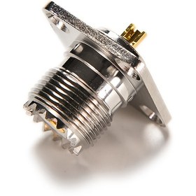 Resim 1 adet UHF SO239 Konnektör, Dişli UHF SO239 Konnektör, Dişli Female Koaksiyel RF Arayüzü, 4 Delikli Flanş, 25mm Panel Montaj, Krom Kaplama Metal, Sağ Eli Tekerlek, Kısmen Tekerlek, RF Uygulamaları için Kaynak Studları ile 