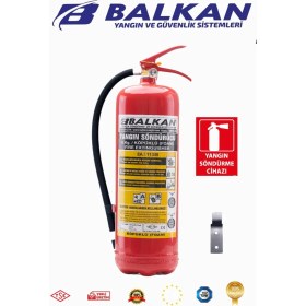 Resim BALKAN YANGIN VE GÜVENLİK SİSTEMLERİ 6 kg Ruhsata Uygun 4 Yıl Köpüklü Yangın Tüpü (Levha+Askı) 