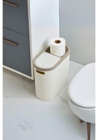 Resim Beyaz Kapaklı Wc Kağıtlıklı Çöp Kovası & Ofis Çöp Kovası 10 Lt Gri 