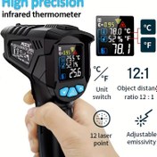 Resim MESTEK IR01 Yüksek Hassasiyetli Dijital Kızılötesi Termometre, Elde Taşınabilir Temassız Endüstriyel Sıcaklık Tabancası, LCD Ekranlı, Plastik Malzeme, Pil Güçlü, Ölçüm Aralığı -50°C ila 800°C, Ayarlanabilir Emisivite, Çift Sıcaklık Birimi (°C/°F) 