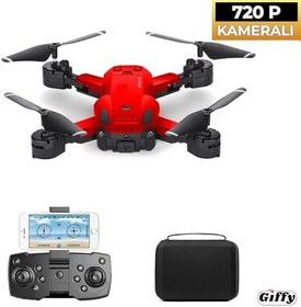 Resim Başlangıç Drone 720P HD Kameralı Drone Katlanabilir Taşıma Çantalı 4 Pervaneli Havada Sabit Kalma Özellikli (kırmızı) 