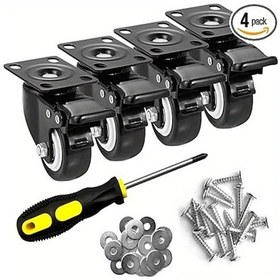 Resim Dashanshop 4 Adet Frenli Ağır Hizmet Döner Plakalı Sesiz Pu Tekerlekli Mobilya Ve Laboratuvar Ekipmanları İçin Zemin Kastanyolası 