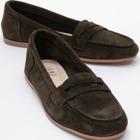 Resim Luvishoes Luvi Shoes F02 Hakiki Deri Kadın Loafer Ayakkabı - Yeşil Süet 
